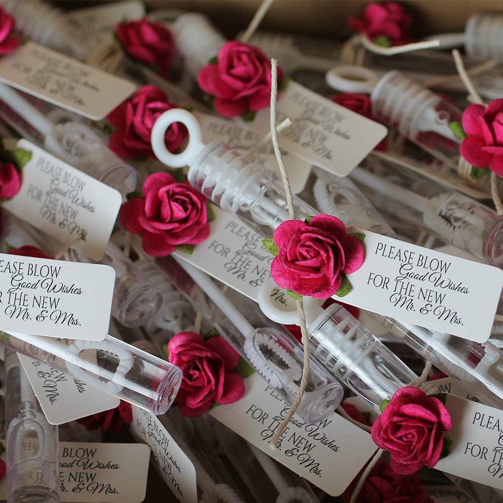 112 Pack Mini Wedding Bubble Wands, White Circle Party Favors for Guests