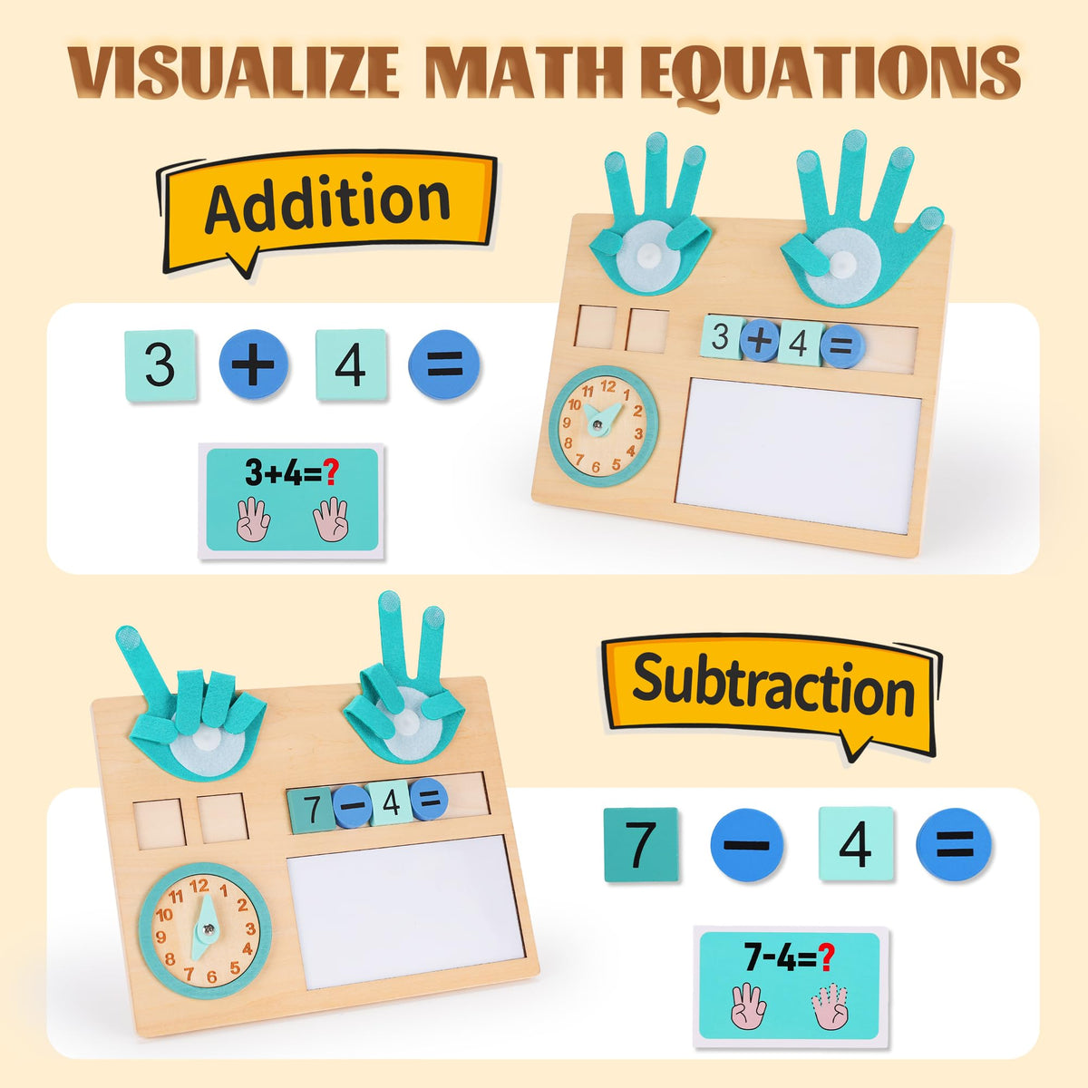 Coziyee Preschool Learning Toys for Kids 3-5 Years Old, Wooden Montessori Toys, Educational Math Manipulatives Number Counting Blocks for Boys Girls