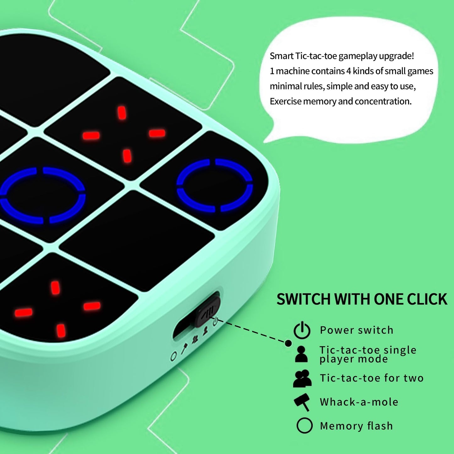 BEBESIRI Tic-Tac-Toe Bolt Game, 4-in-1 Handheld Puzzle Console, Electronic Educational Toy for Memory Brain Development, Portable Travel Entertainment