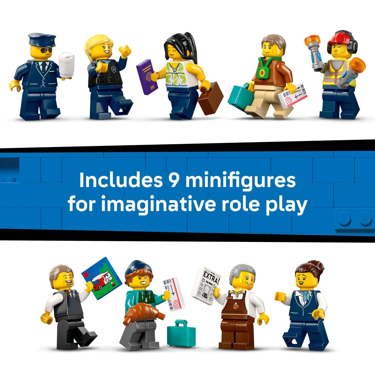 LEGO City Airport with Airplane Building Toy - Building Toy for Kids - Pretend Play Travel Set for Boys & Girls, Ages 8+ - Includes 9 Minifigures