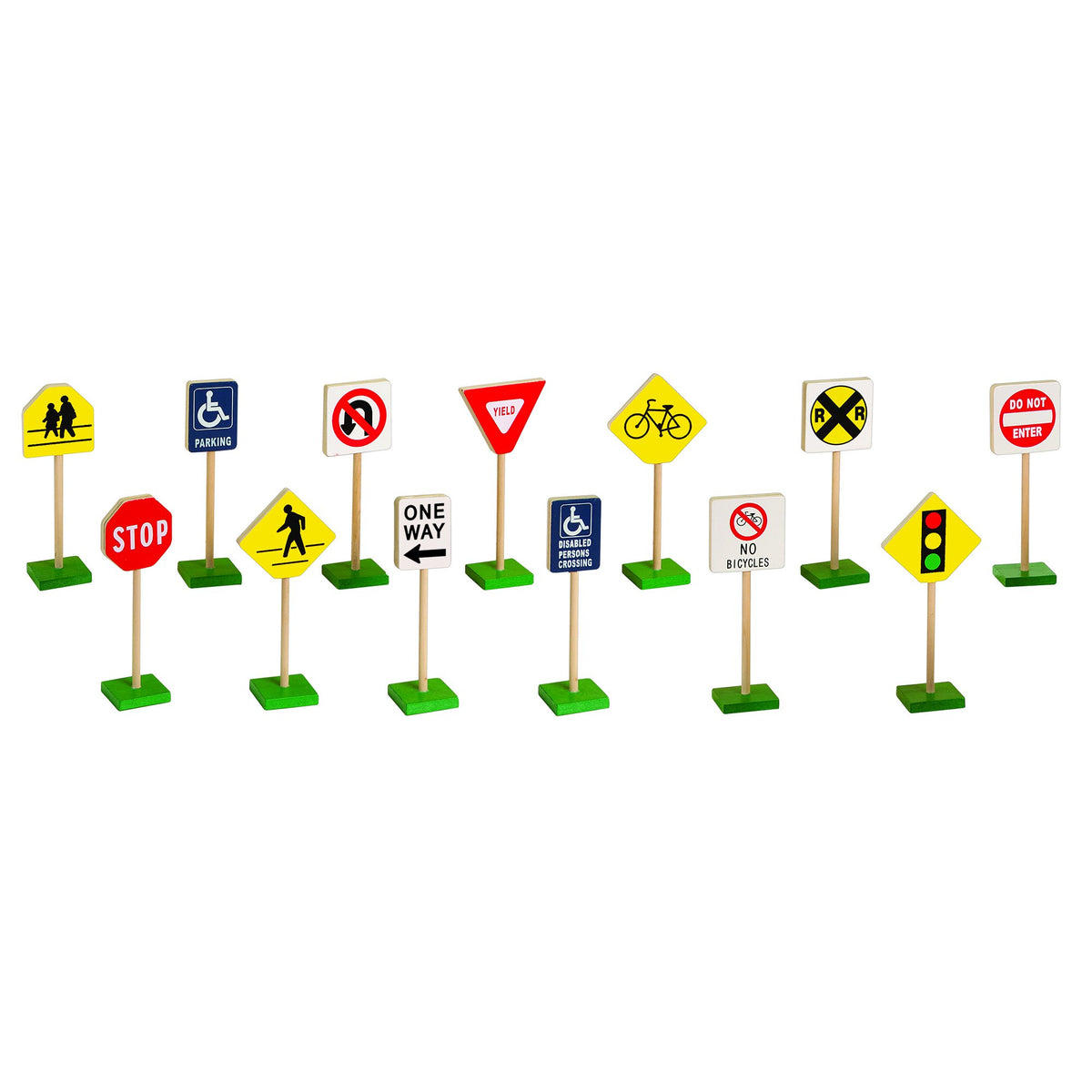 Guidecraft 7" Wooden Block Play Traffic Signs - Kids Educational and Learning Toys, Block Play Pretend Play Accessory Set for Toddlers and Preschool