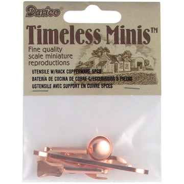 Miniature - Copperware Utensils with Rack - 1.5 inches - 1 set