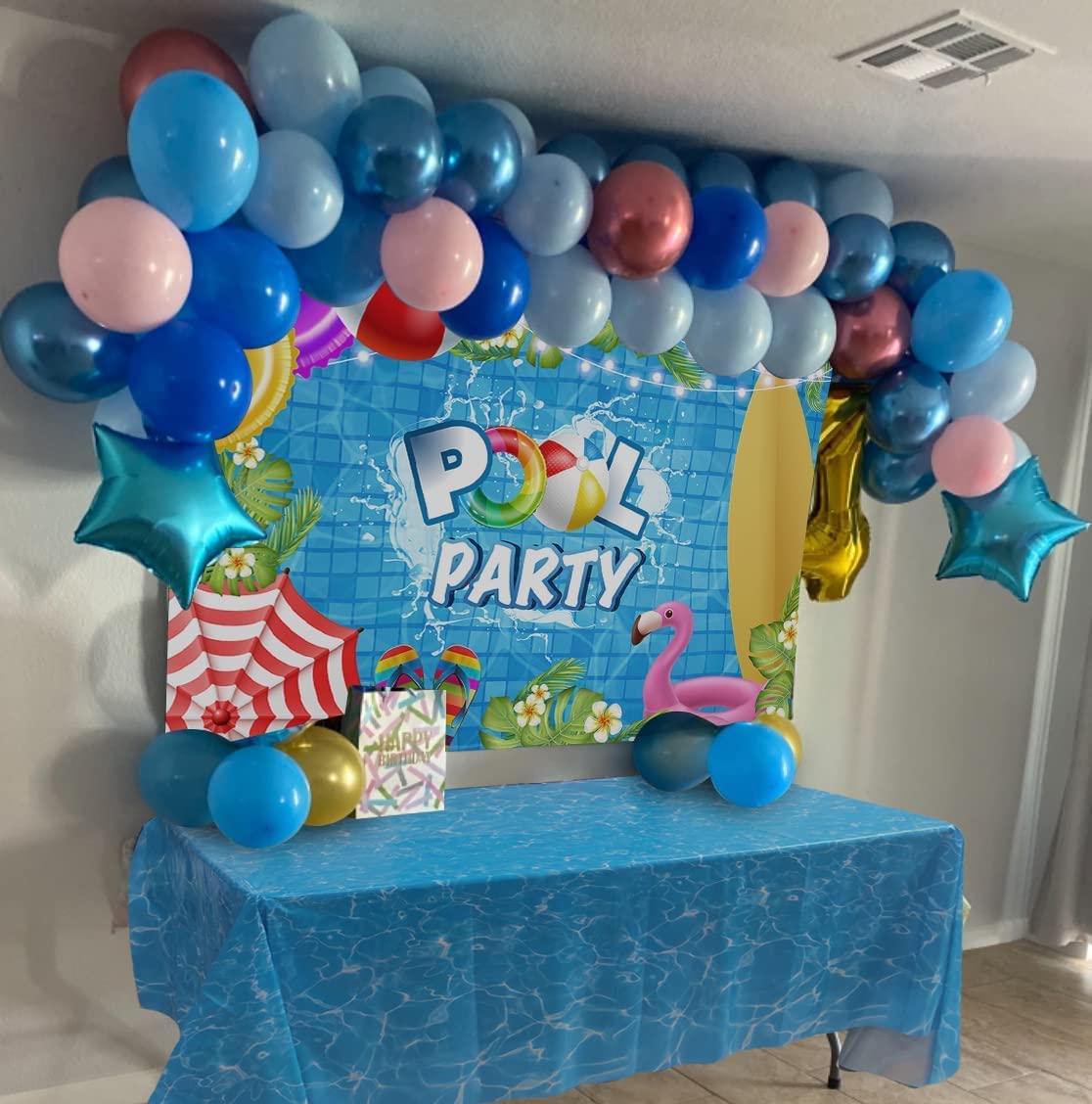 Winter Ocean Waves Plastic Tablecloth 86x52in Party Table Cover Blue for Beach Pool Birthday Party Decoration Shower Supplies (2)