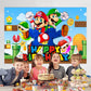 Mario Wall Decor Backdrop for Kids Birthday Decorations, Mario Banner for Birthday Party Supplies (5x3ft)