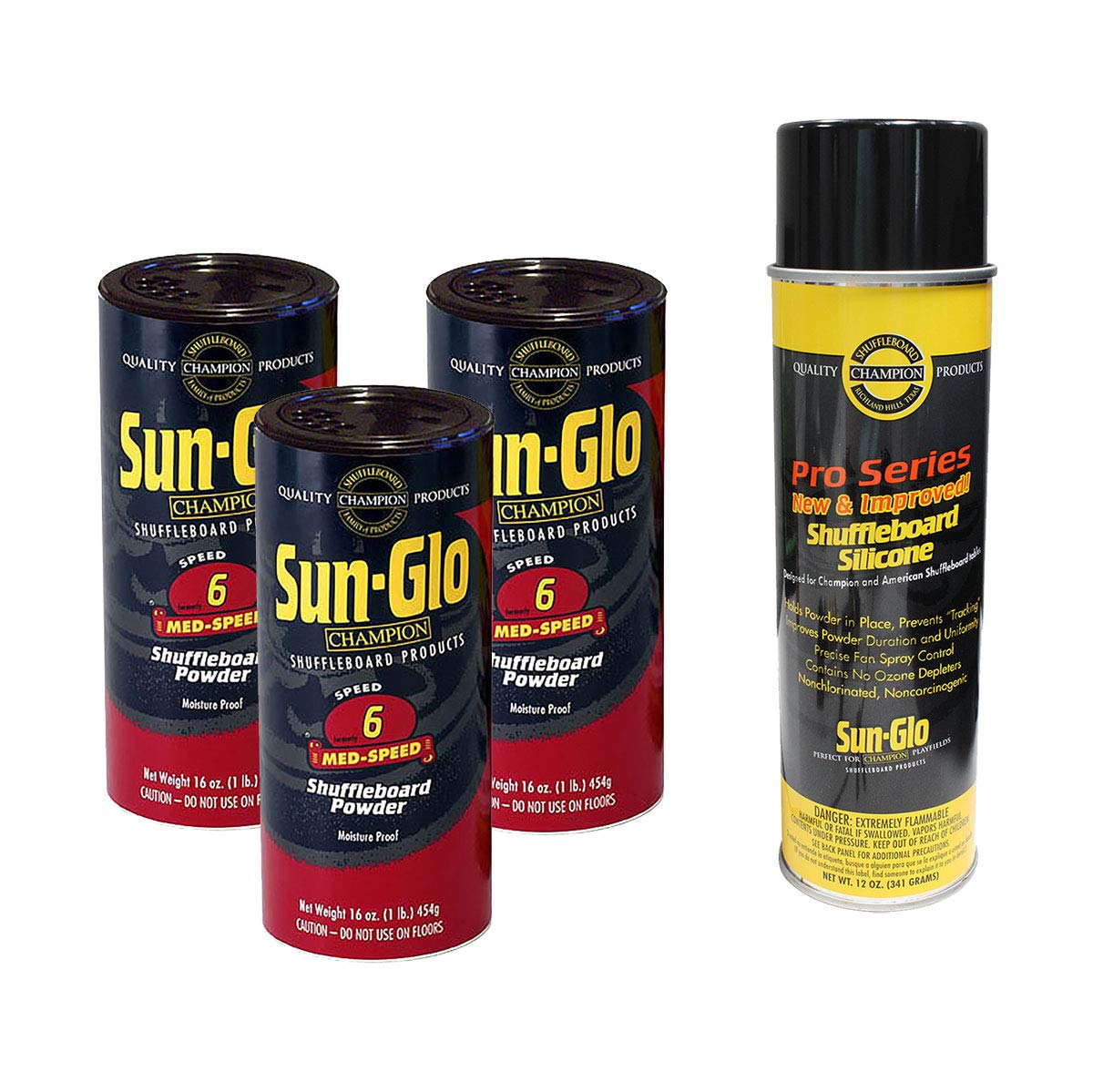 Sun-Glo 3 Cans #6 Med-Speed Wax and 1 Can of Silicone Spray