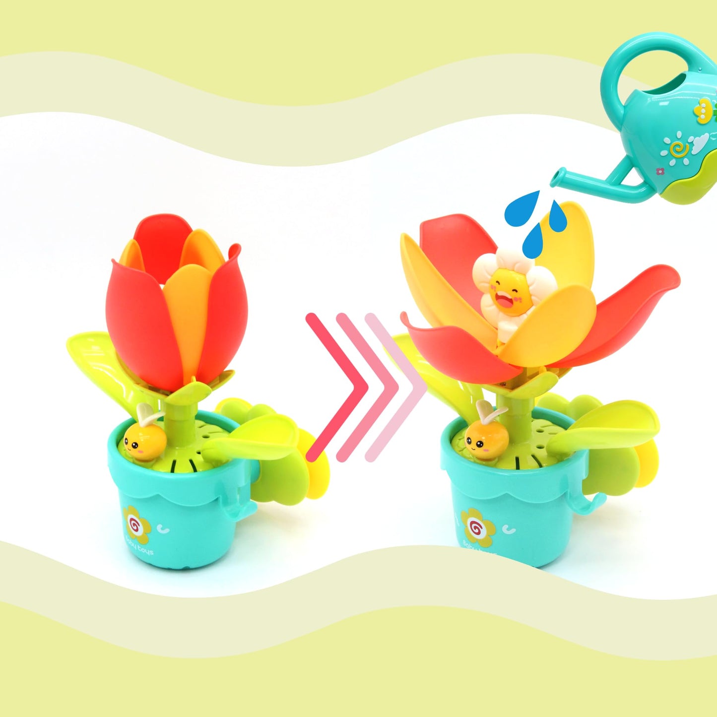 Interactive Bath Toys for Toddlers 1-3 Toys with Flower and Watering Can