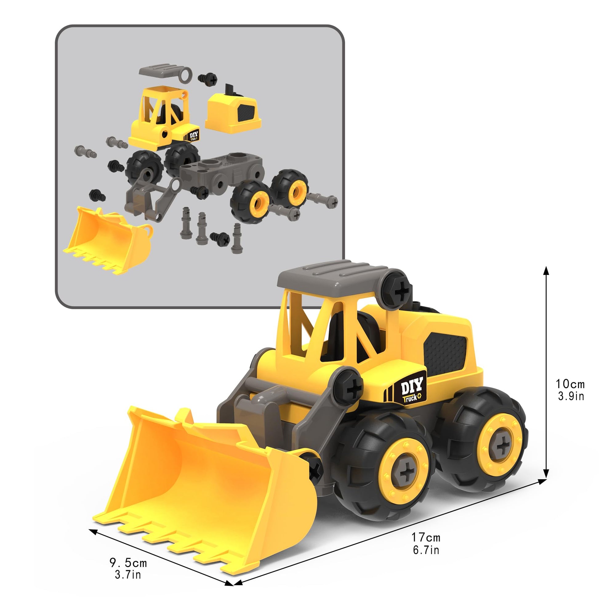 Misco Toys: DIY 3-in-1 Construction Truck - 58pc Assembly Kit, Vehicle Building, Transformation Set, Easy Take Apart & Re-Build, Storage Case, Kids 6+