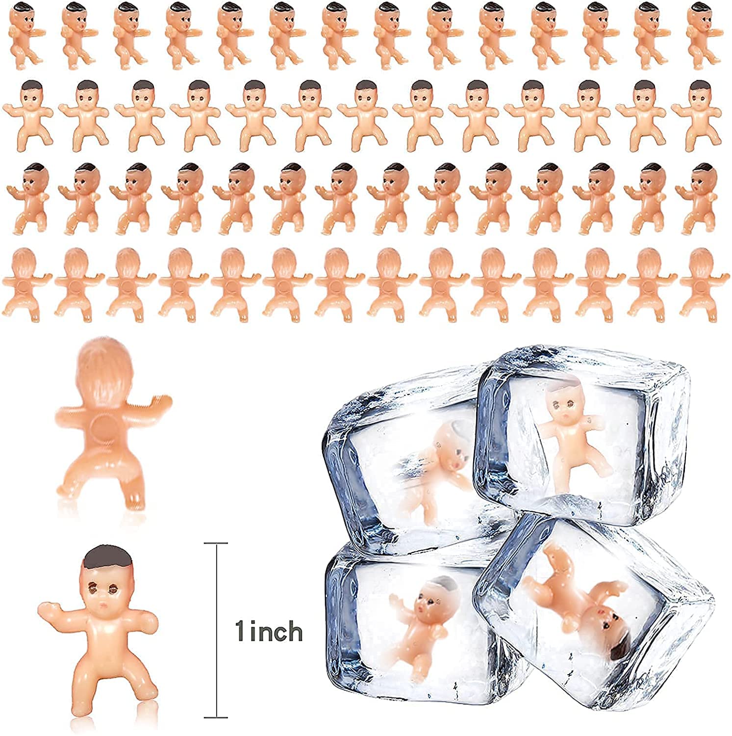 JUXINGDAZYF 180 Pieces Mini Plastic Babies 1 Inch Baby Doll for Baby Shower Party Favors, Ice Cube Game, Party Decorations, Baby Bathing and Crafting