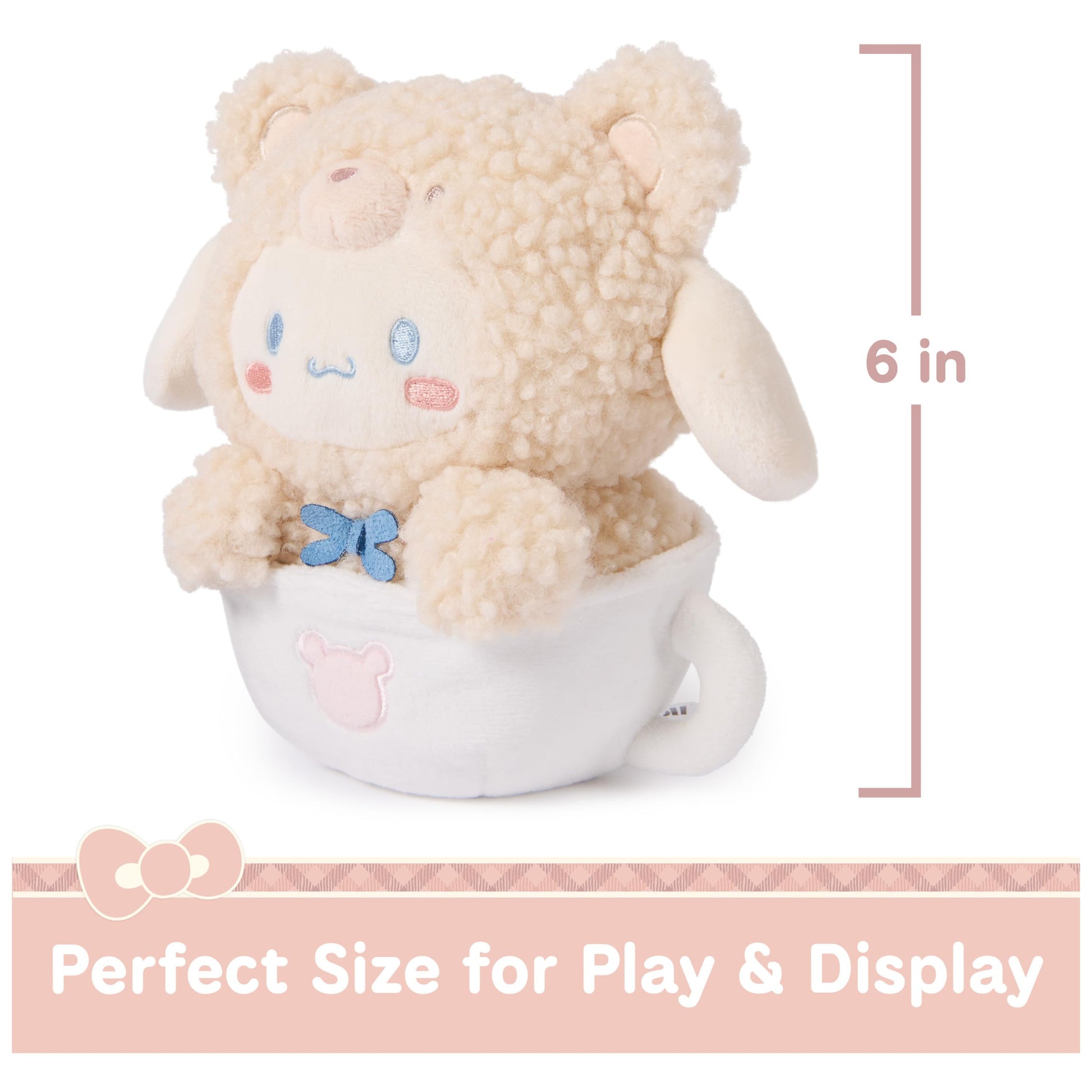 GUND Sanrio Cinnamoroll 6-Inch Plush Toy in Café Latte Bear Outfit; Ages 1+
