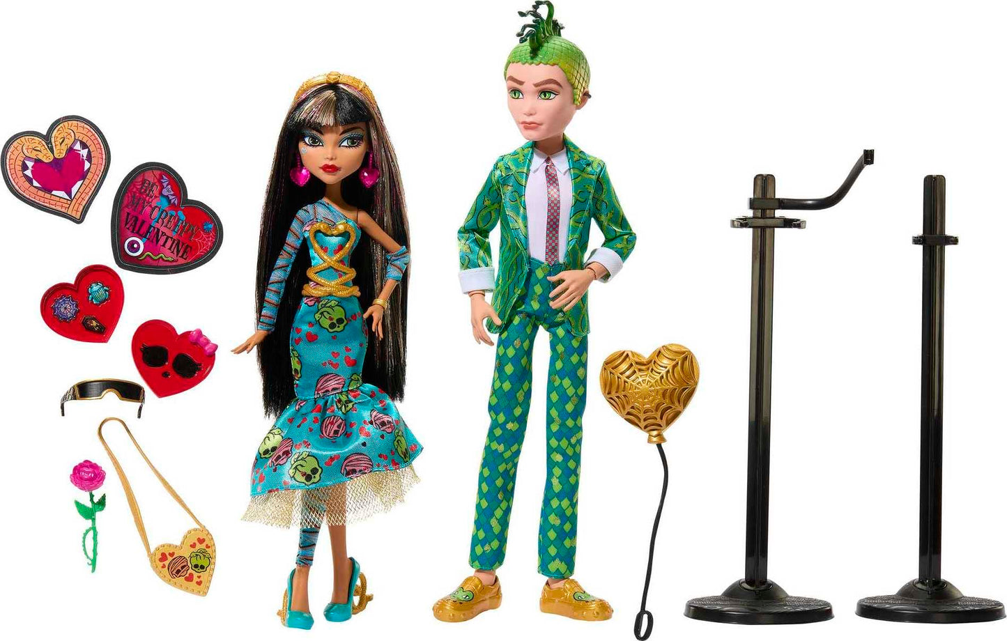 Monster High Howliday Love Edition Dolls, Cleo De Nile & Deuce Gorgon Collector 2-Pack with Valentine's Accessories & Displayable Packaging