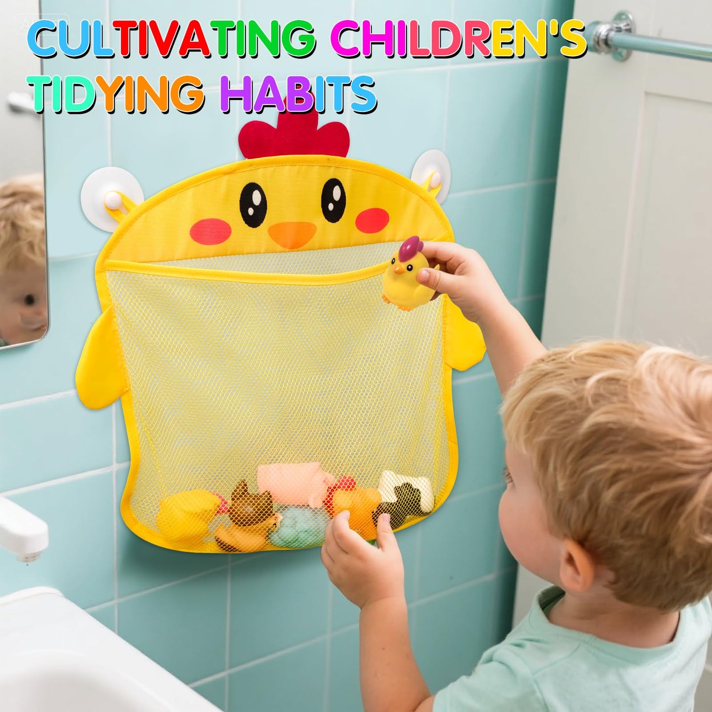 No Hole Mold Free Bath Toys for Toddlers 1-3, Animal Water Toys for 6-12 Months Infants with Storage Bag, Soft Squeezable Water Toys for Babies