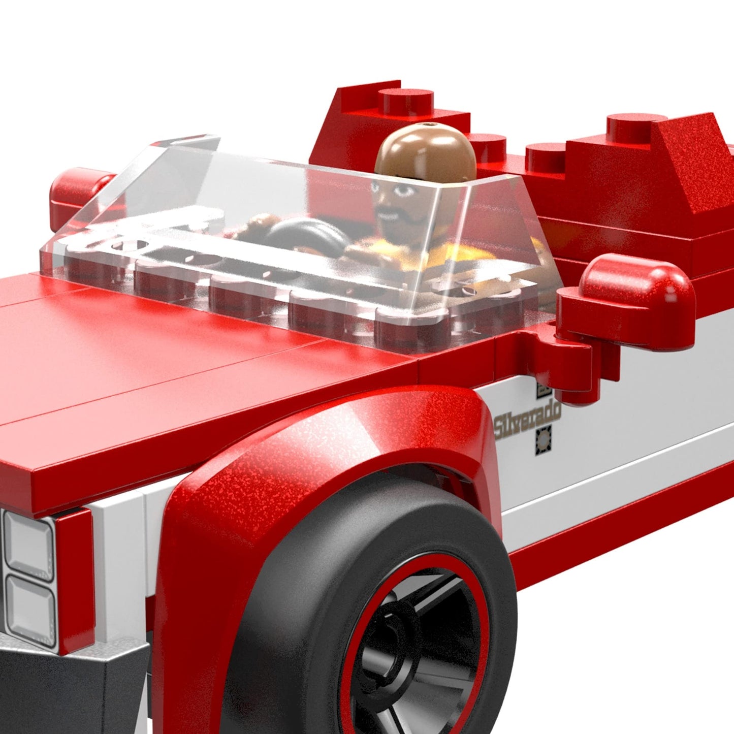 MEGA Hot Wheels Building Toy Race Car Playset, 83 Chevy Silverado with 89 Pieces, 1 Micro Action Figure Driver, Red, Kids Age 5+ Years