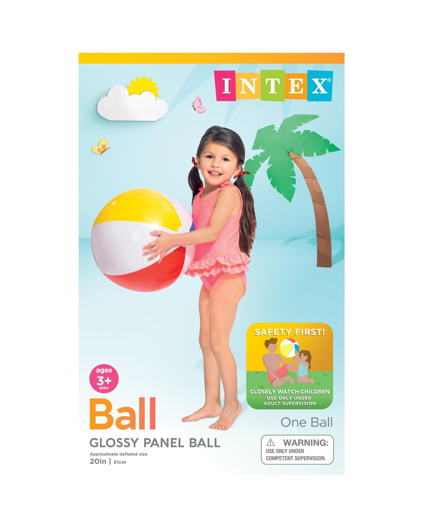 Intex 59020EP Glossy Panel Inflatable Beach Ball, 20 inch