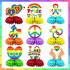 9PCS Pride Honeycomb Table Centerpiece Pride Day Decorations Rainbow Honeycomb Centerpiece LGBT Love is Love 3D Table Toppers Centerpiece Signs