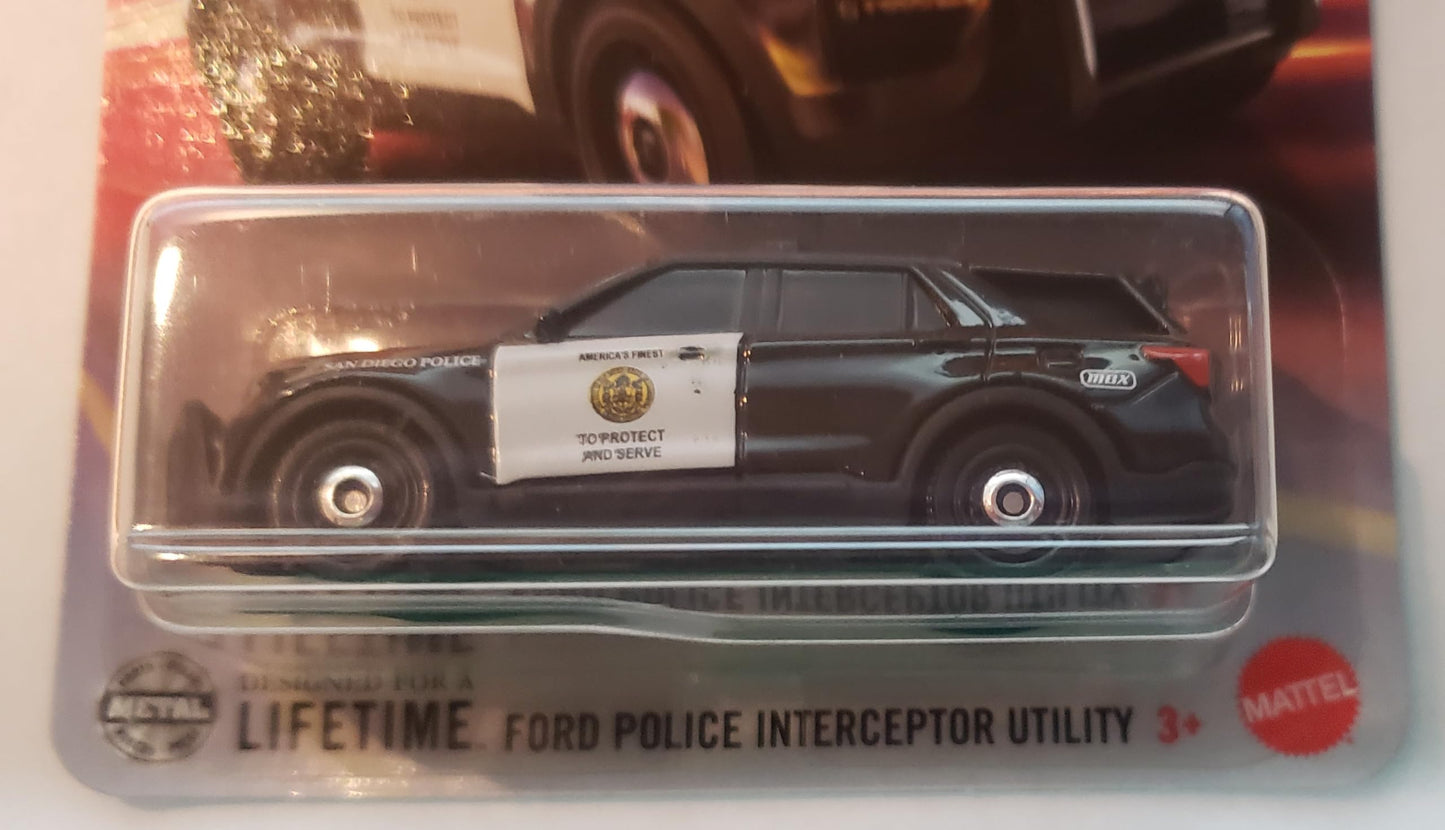 Matchbox Ford Police Interceptor Utility, Black & White, 1:64 Scale Diecast Car, 75/125
