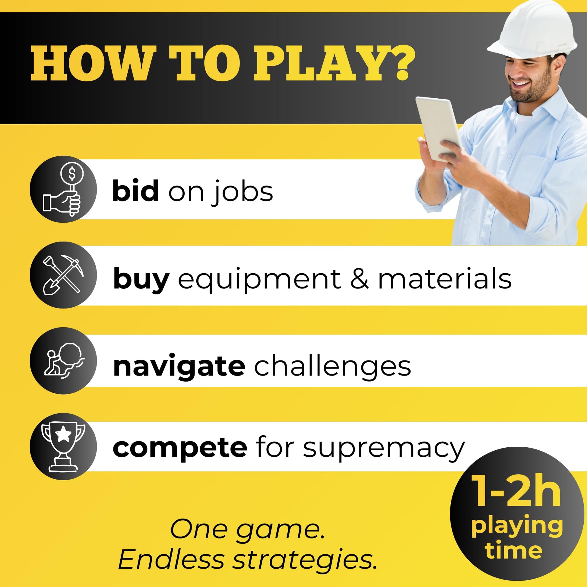 Contractor Board Game - Construction Strategy Game for Family Game Night, City-Building Resource Management, Ages 8+, 2-6 Players
