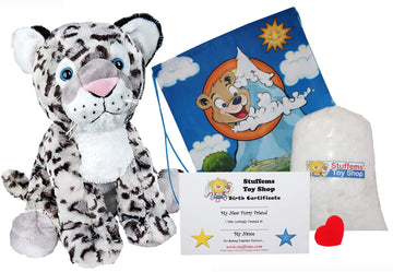 Cuddly White Leopard (16" Plush) No-Sew DIY Build-a-Plush Kit