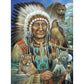Bits and Pieces - Chief Sitting Bear Jigsaw Puzzle for Adults - Native American Chief with Animal Spirits, Wolf, Eagle, and Tent by Artist Ruane