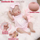 Tookyhill 18 Inch Realistic Reborn Baby Doll - Sleeping Lifelike Newborn Doll Girl with Closed Eyes, Soft Full Vinyl Body, Pink Bear Outfit & Headband