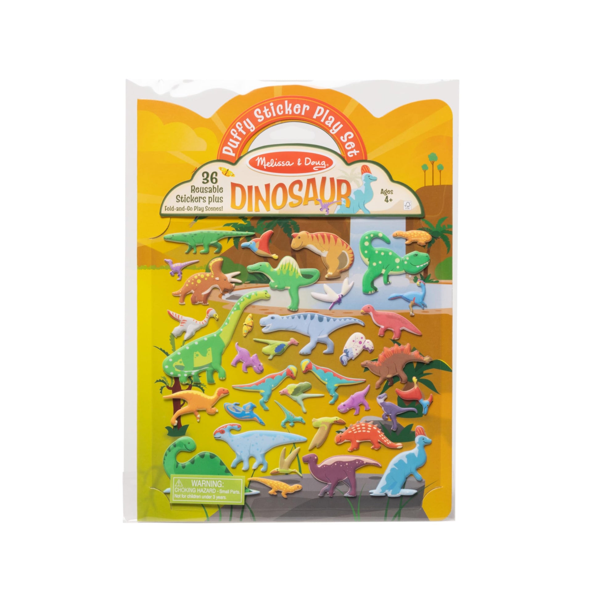 Melissa & Doug Dinosaur Puffy Sticker Play Set Travel Toy with Double-Sided Background, 36 Reusable Puffy Stickers - FSC Certified