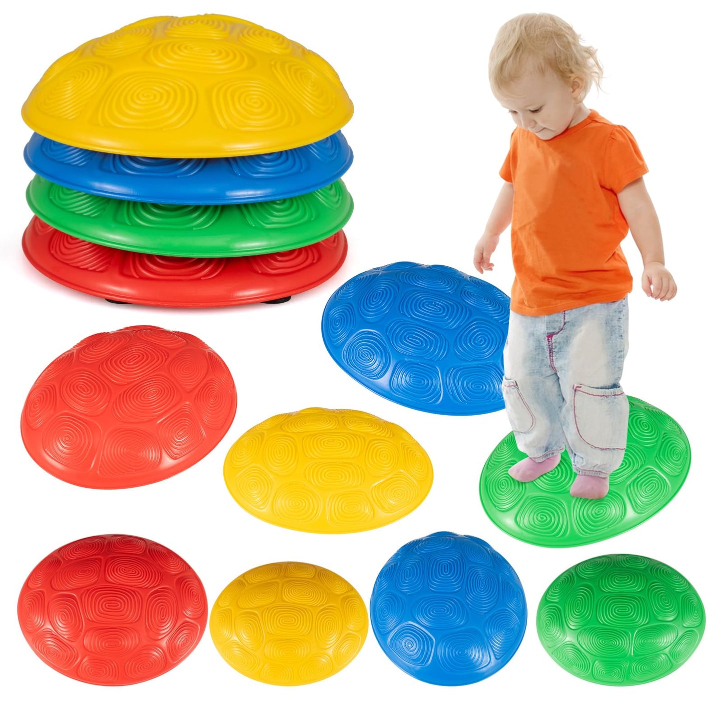 HONEY JOY Stepping Stones for Kids, Non-Slip Turtle Jumping Balance Stone, Obstacle Courses Coordination Game, Motor Skills, Indoor Outdoor Stackable