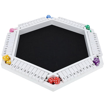 Pacific Shore Games Shut The Box Game 6 Player - White Painted Wood, Wooden Board Game, Table Games for Adults, Bar Games, Portable Dice Game for 1-6