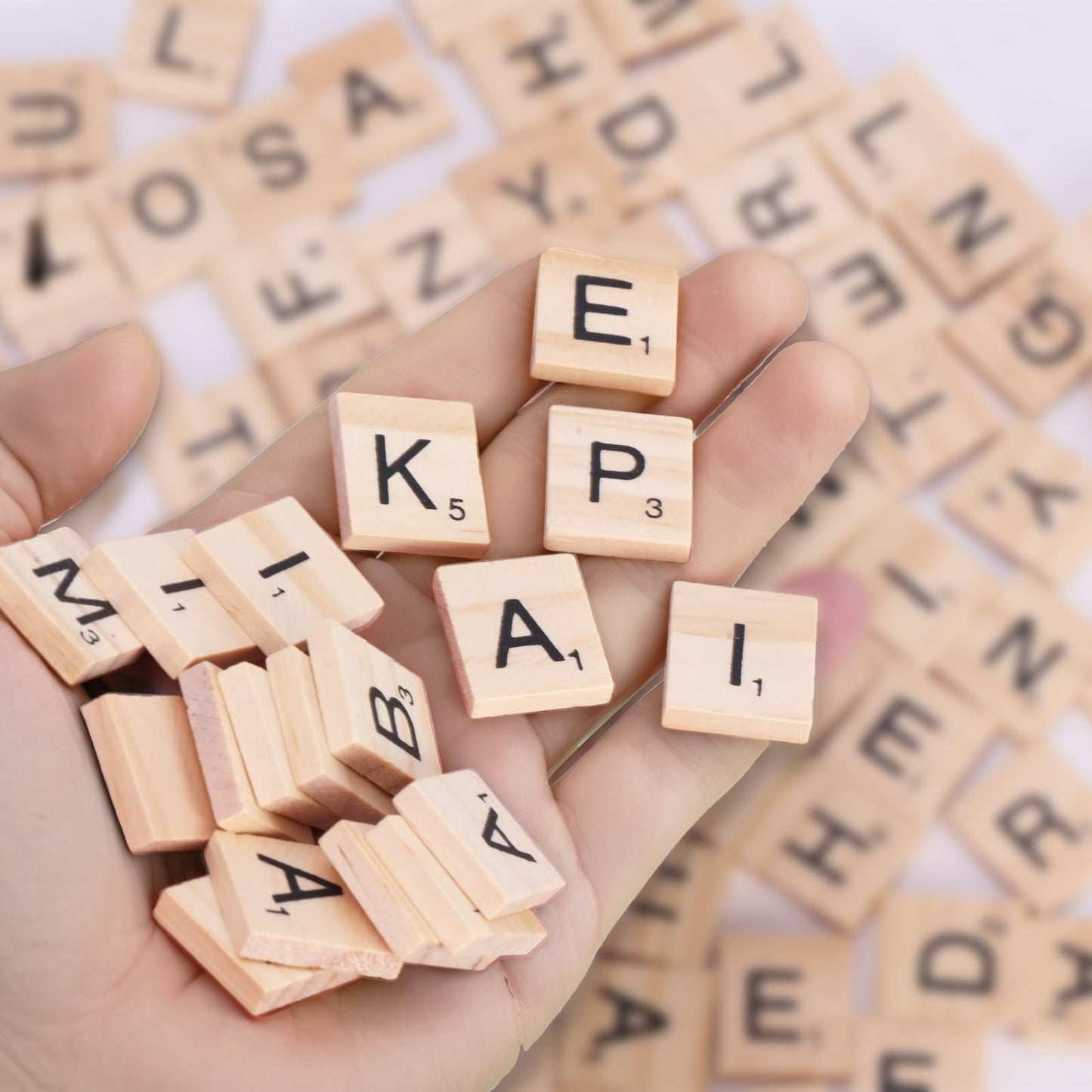 100 PCS Wood Letter Tiles Wooden Tiles