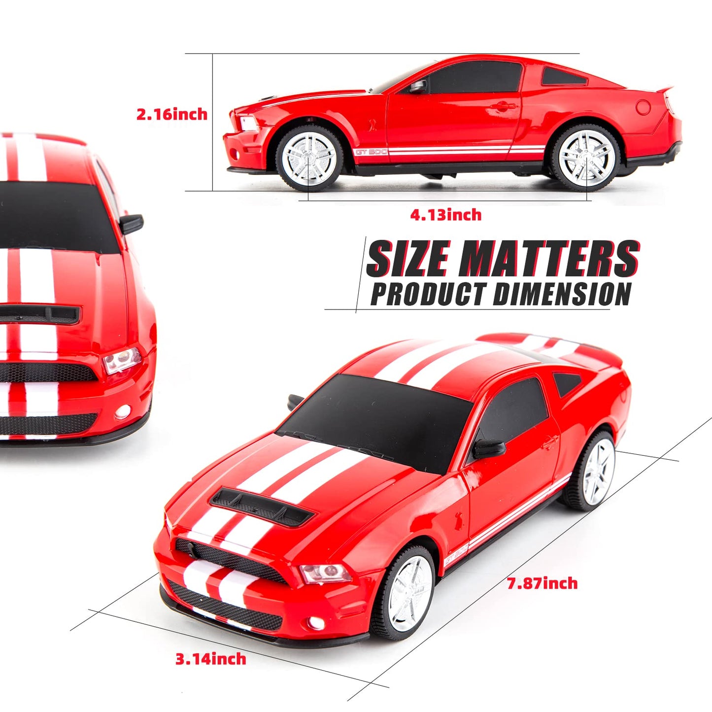 BDTCTK Remote Control 1/24 Ford Mustang Shelby GT500 RC Model Car, Toys for 6+ Kids and Adults Red