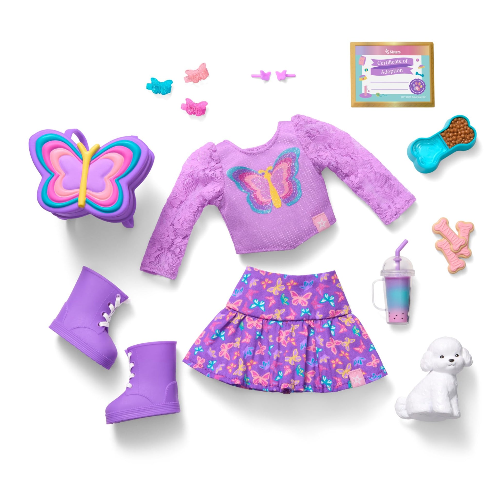 American Girl, AG Sisters Francie Doll, with Brown Eyes, Long Dark-Brown Hair with Purple Highlights, 14.5", Ages 4+ (Amazon Exclusive)