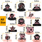 Happy 10th Birthday Rose Gold and Black Table Honeycomb Centerpieces Balloons Theme Decor Table Decorations Table Toppers for Girls Women Princess 10