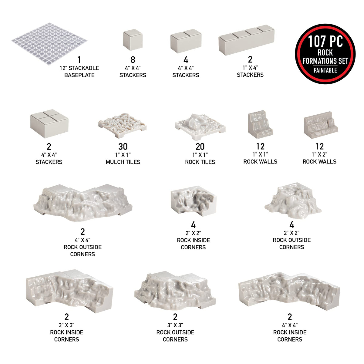 Monster Adventure Terrain 107pc Paintable Rocky Ruins Compatible with DND