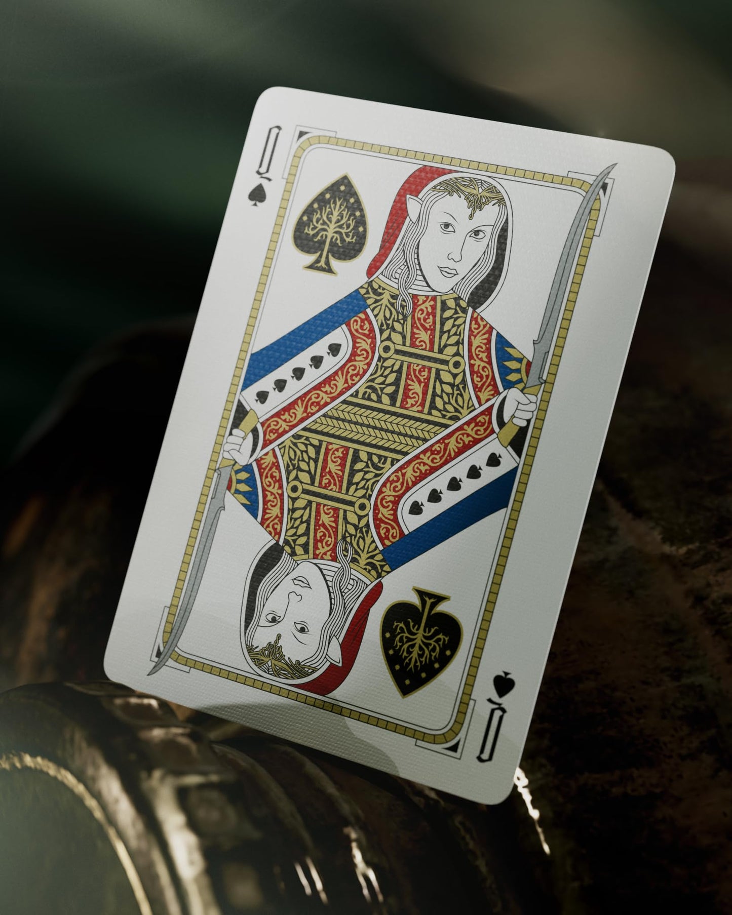 theory11 Lord of the Rings Playing Cards - Green and Gold Middle Earth Poker Deck with Custom Fantasy Artwork, Magic, Cardistry, Game Night Gift