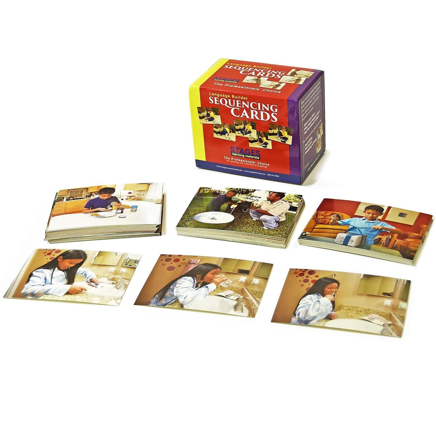 Stages Learning Materials Language Builder Sequencing Flash Cards Photo Action and Self-Help Skills Sequence Cards for Autism Education and ABA