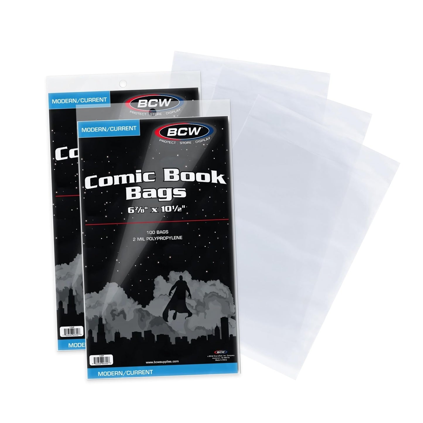 BCW Current Comic Bags (200 Pack) - Acid-Free BCW Comic Book Bags for Modern Comics | Crystal Clear Comic Book Sleeve Protection | 6 7/8 x 10 1/2