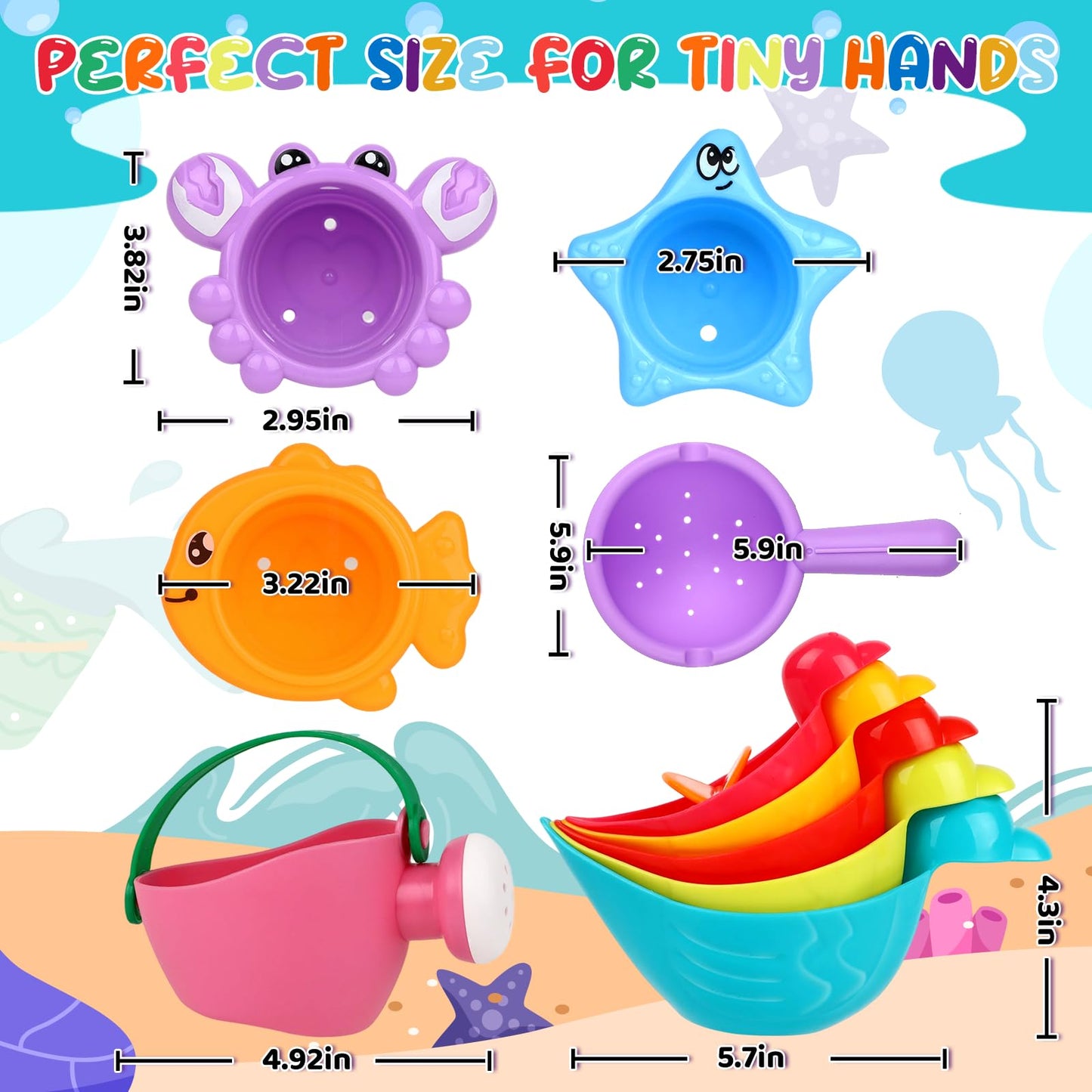 10 Pcs Bath Toys for Kids Ages 1-3, Bathtub & Pool Water Toys for Toddlers 1-3 & Babies 12-18 Months, Water Table Accessories with Floating Ducks