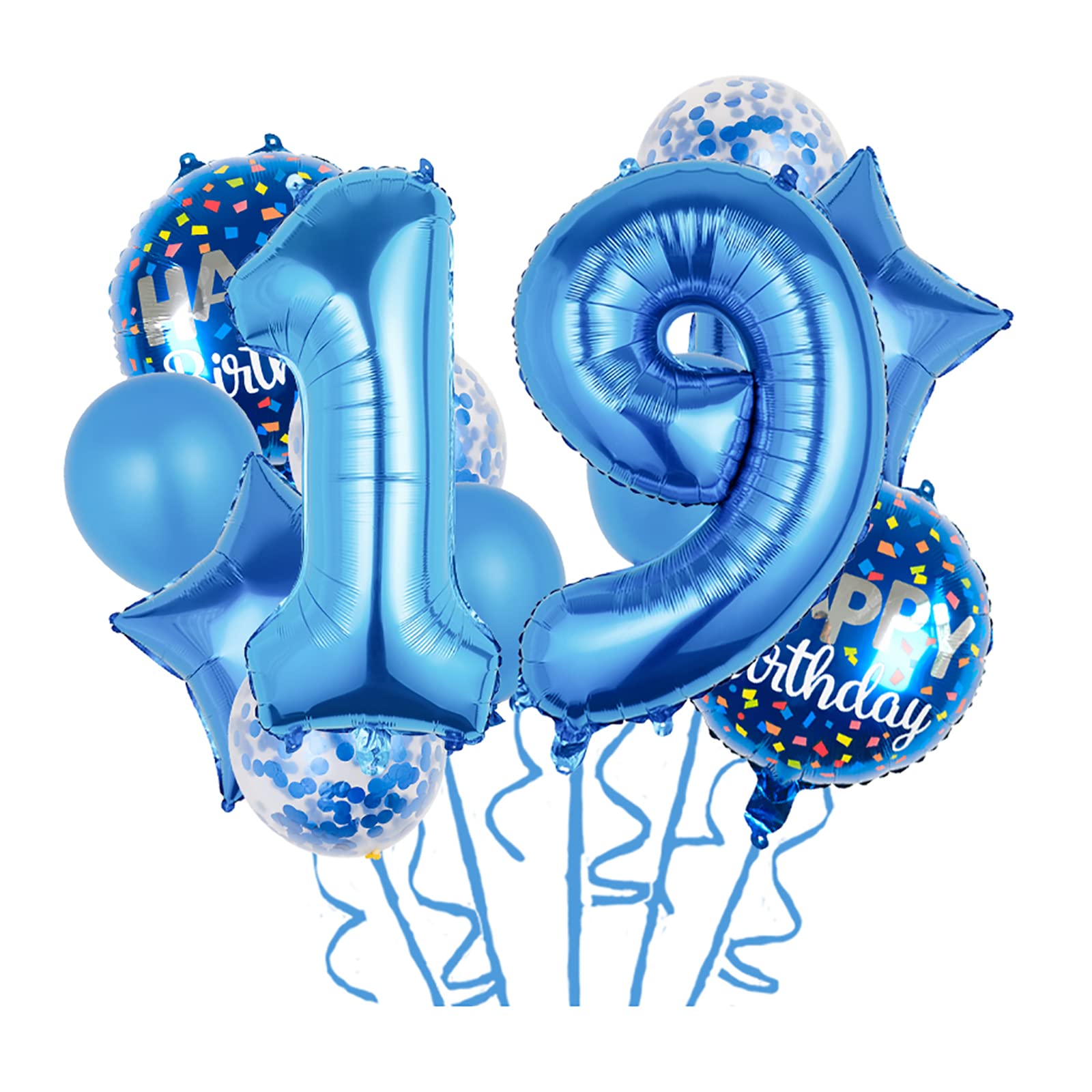Balloons,11 pcs Foil Balloons 19 Year Old for 19th Birthday Party Supplies Decoration?Confetti Balloon Kids Party Balloons Birthday Party Supplies 19