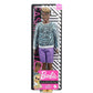 Barbie Ken Fashionistas Doll #153 with Sculpted Dreadlocks Wearing Blue Animal-Print Shirt, Purple Shorts & Boots, Toy for Kids 3 to 8 Years Old