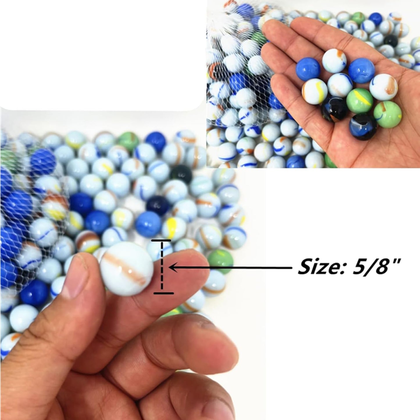 TSY TOOL 2500 Count Bulk Beautiful Premium Player Glass Marble, 5/8" in Bulk, Shooters Sling Shot Ammo for Children Wholesale Lot (25 Bags)