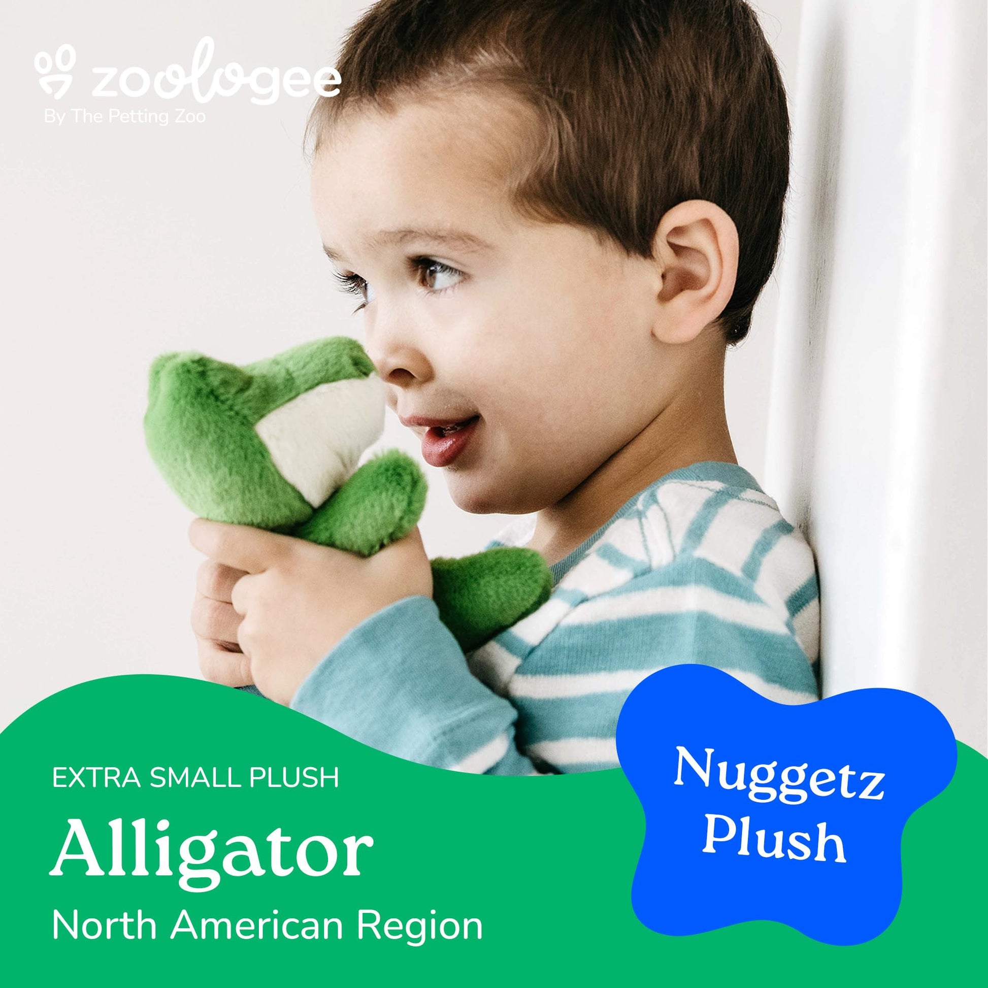 The Petting Zoo Alligator Stuffed Animal Plushie, Gifts for Kids, Nuggetz Wildlife Animals, Green Gator Plush Toy 6 Inches