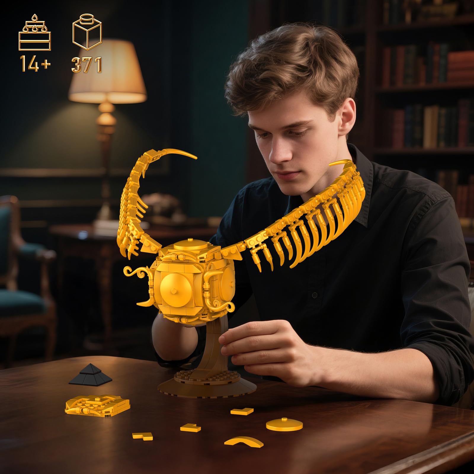 Vziimo Golden Fidget Spinner Building Set, MOC Ideas Magic Golden Ball Model Kit, Creative HP Gift Toys for Teens Adults (371 PCS)