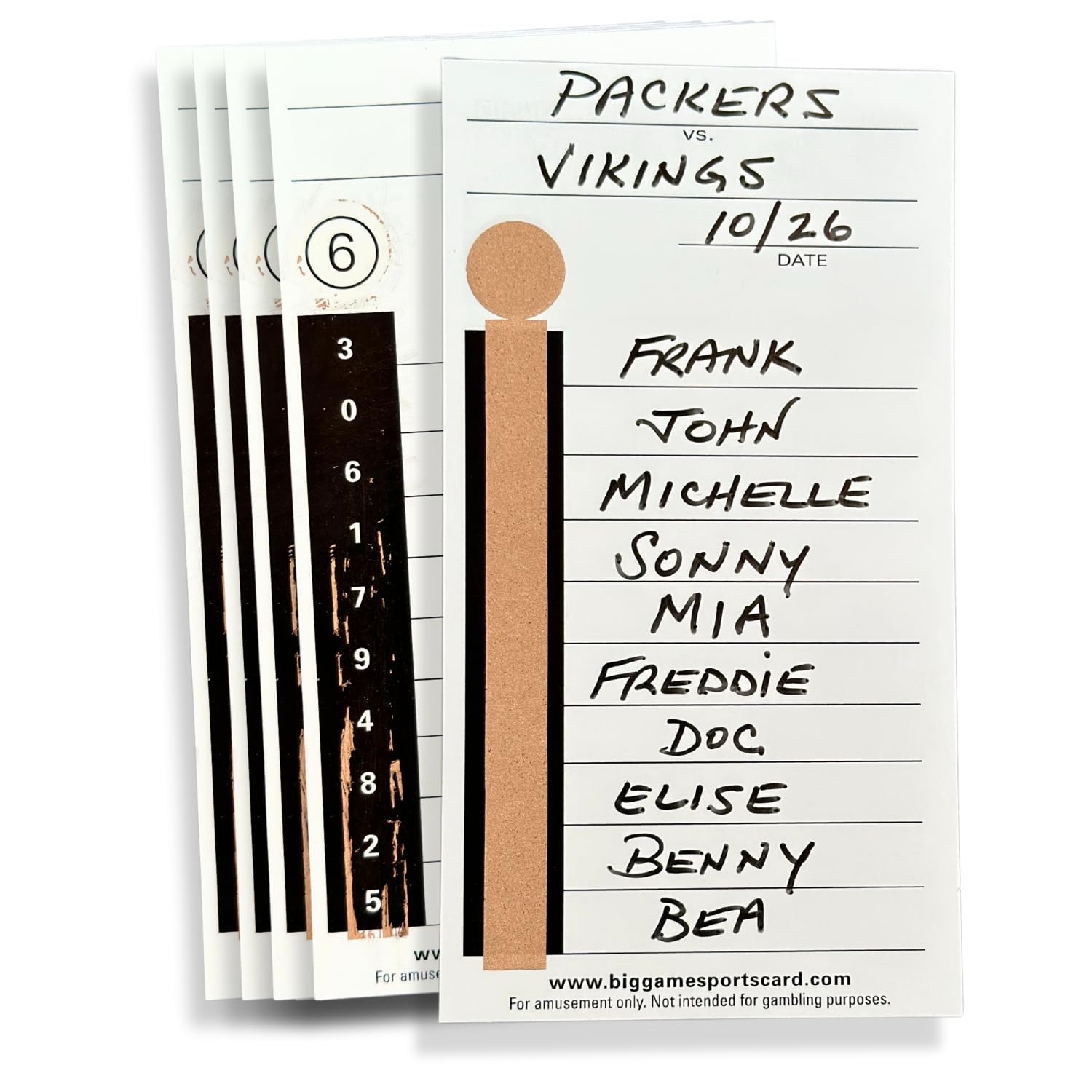 10 Line Football Sports Strip Cards - 100 Cards with Different Number Sequences - Made in The USA - Over 7,000,000 Cards Sold - for Basketball
