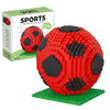 BOBPPOP 800-Piece Red and Black Football Jigsaw Set, Micro Soccer Building Blocks with Green Turf Base, Football Puzzle for Collectors, Football Gift