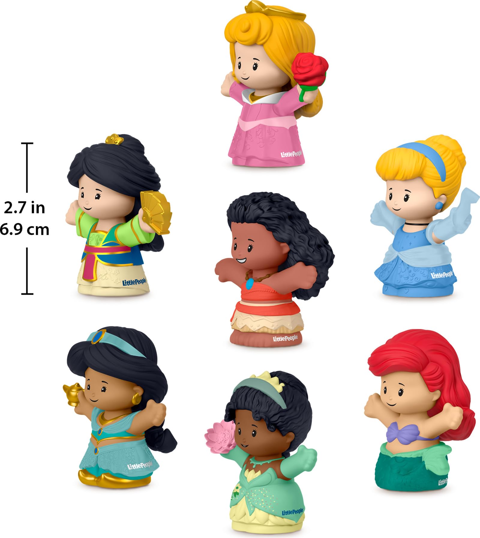 Fisher-Price Little People Disney Princess Toys, Set of 7 Character Figures for Toddler and Preschool Pretend Play