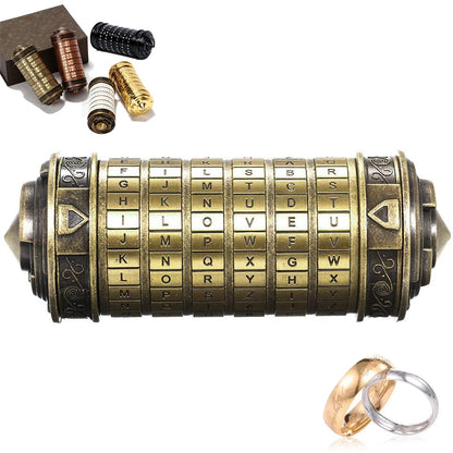 Cryptex Da Vinci Code Mini Bronze Lock Puzzle Valentines Day Gifts for him her Men Women dad Boys Christmas Cool Romantic Birthday for Her Gifts Box
