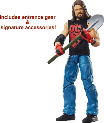 Mattel AJ Styles WrestleMania Elite Collection Action Figure with entrance shirt & Vince McMahon Build-A-Figure Pieces, 6-in / 15.24-cm Posable