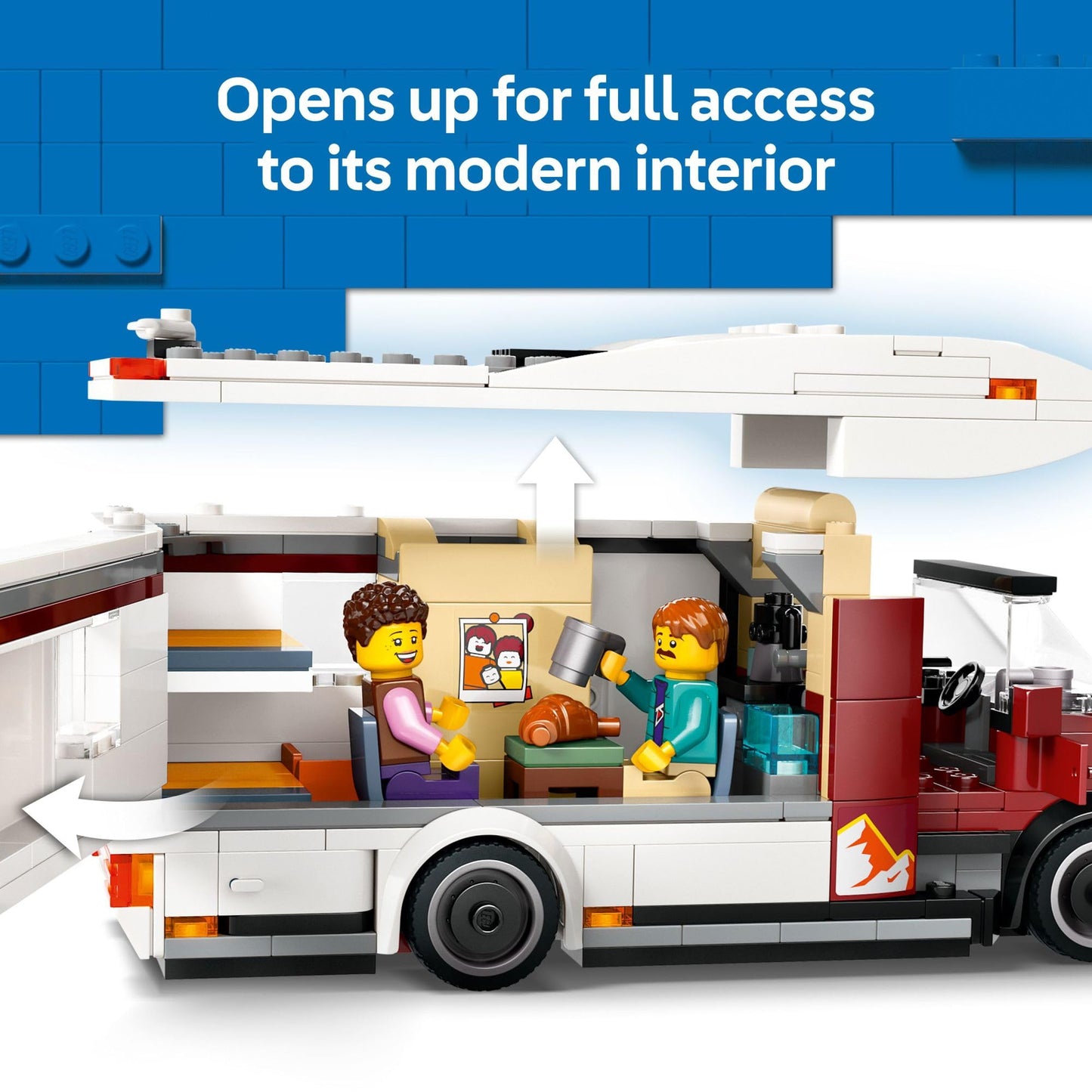 LEGO City Holiday Adventure Camper Van Building Toy Set - Vacation Toy for Kids, Boys and Girls, Ages 6+ - Includes 3 Minifigures and Accessories