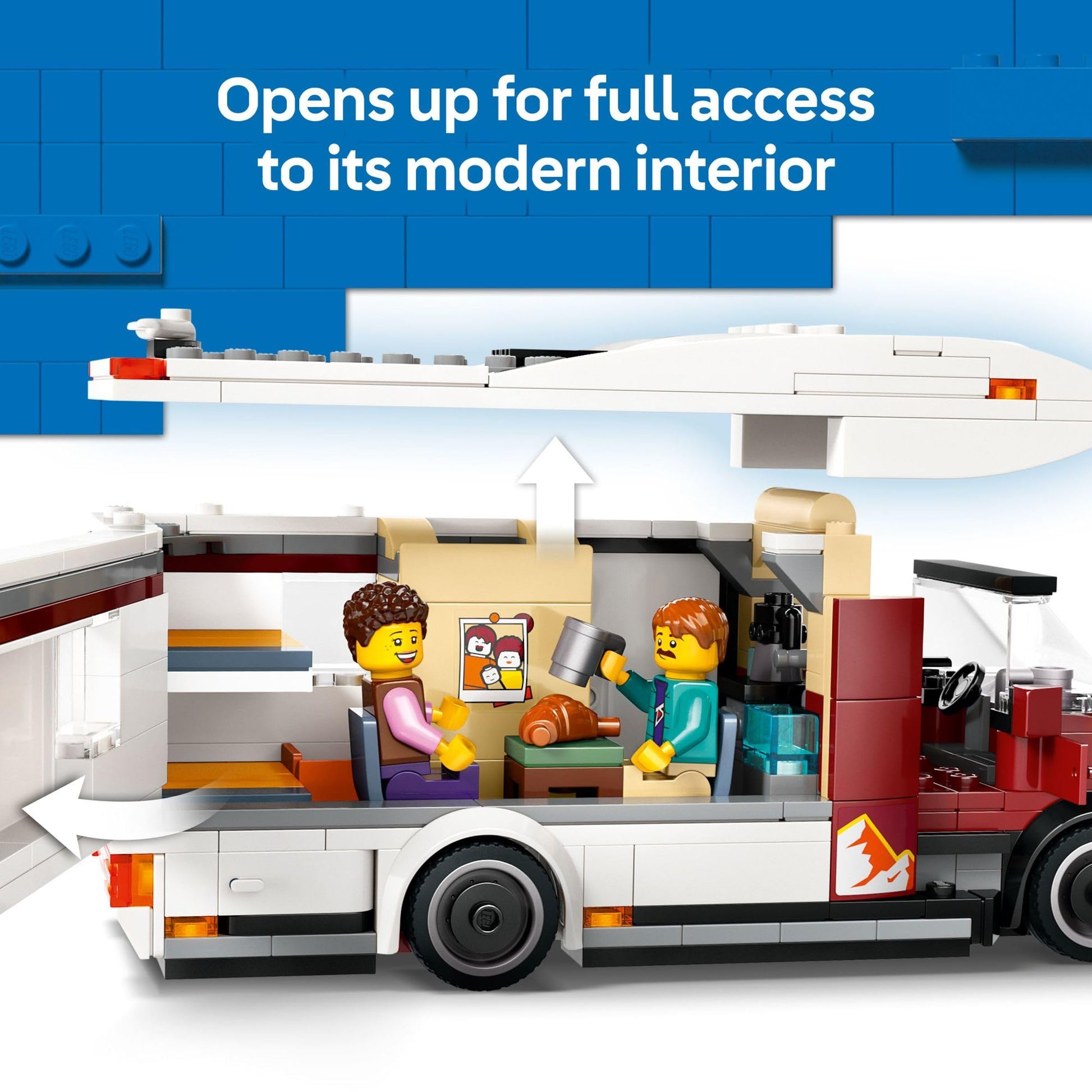 LEGO City Holiday Adventure Camper Van Building Toy Set - Vacation Toy for Kids, Boys and Girls, Ages 6+ - Includes 3 Minifigures and Accessories