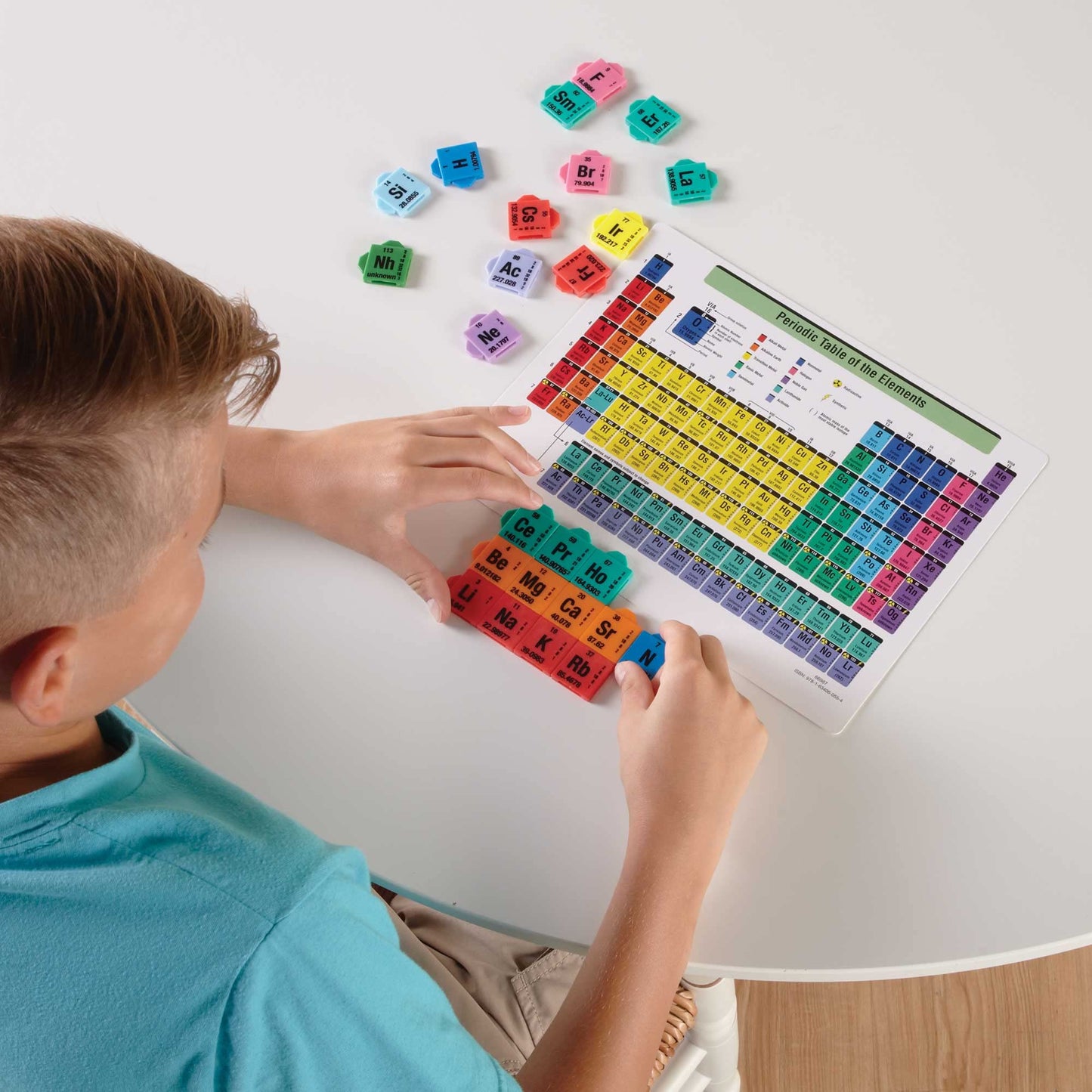 hand2mind Connecting Color Tiles Periodic Table for Kids Ages 10-13, Learn About Elements and Chemistry at Home, Atomic Number, Symbol, Weight,