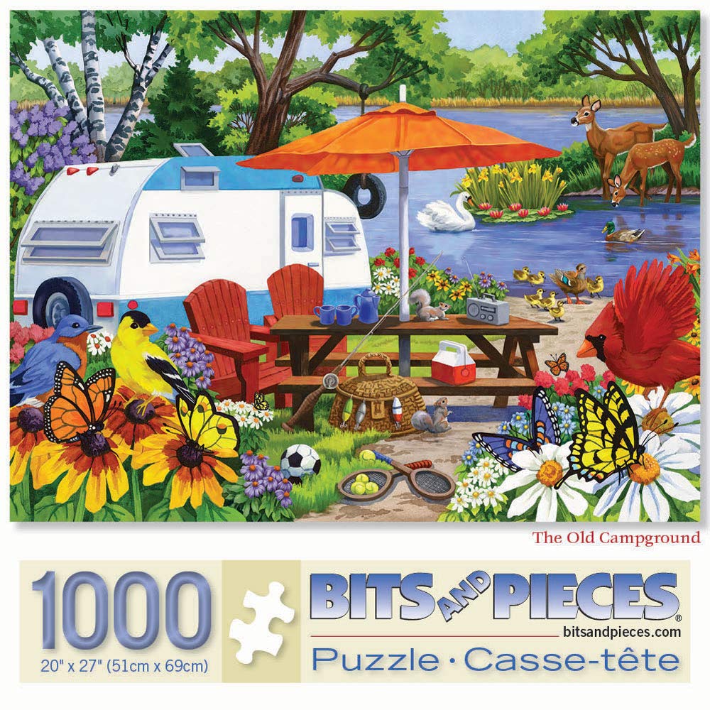 Bits and Pieces - Large Piece Jigsaw Puzzle for Adults - ‘The Old Campground’ by Artist Nancy Wernersbach, Completed Puzzle Size: 18" x 24" (1000