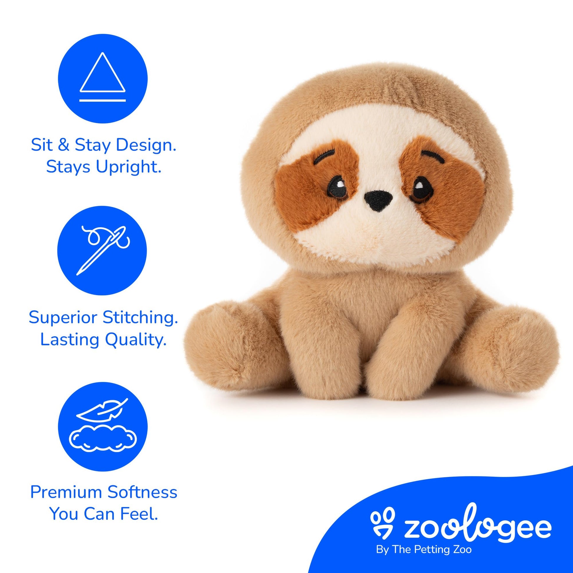 The Petting Zoo Sloth Stuffed Animal Plushie, Gifts for Kids, Snugletz Zoologee Plush Toy, 7 in